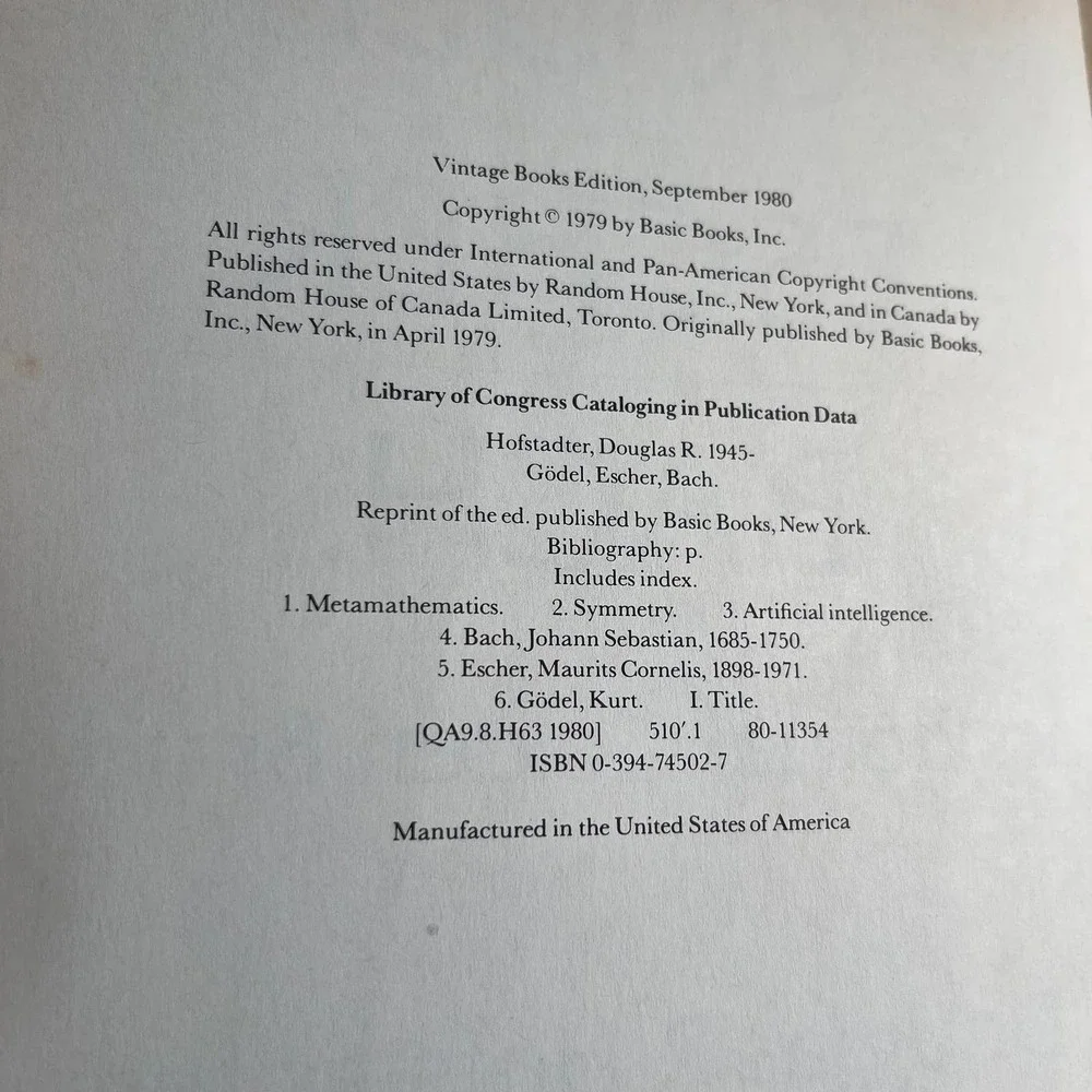 Godel,Escher,Bach : An Eternal Golden Braid by Douglas R. Hofstadter